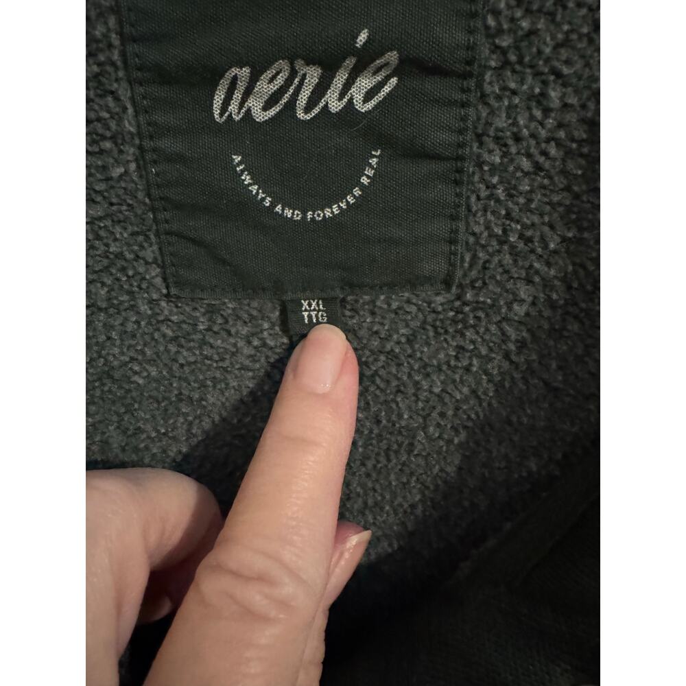 Aerie Oh Snap! Sweatshirt Oversized Lounge Rugged Green Plus XXL - Picture 12 of 12